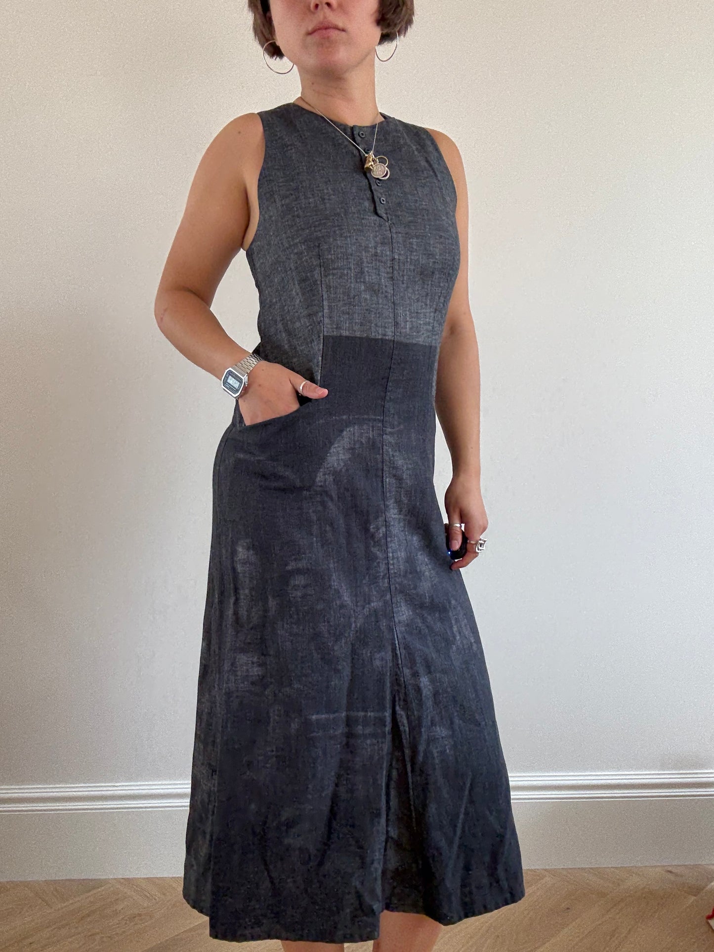 Dark denim Cop Copine dress with photo print