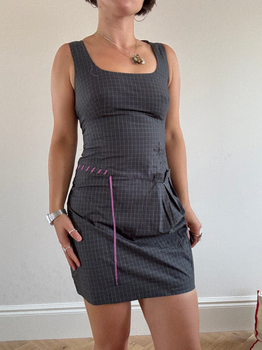 Grey checkered Cop Copine mini dress