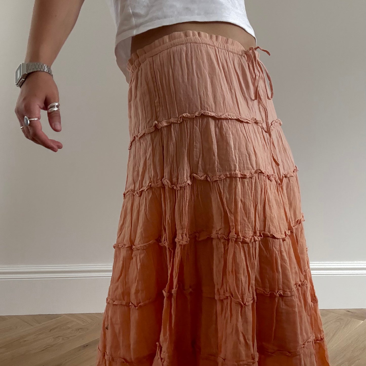 Orang tiered maxi skirt