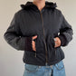 Black cinch waist bomber jacket