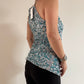 Teal and grey sequin top