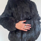 Black rabbit fur jacket