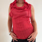 Red net sleeveless hoodie