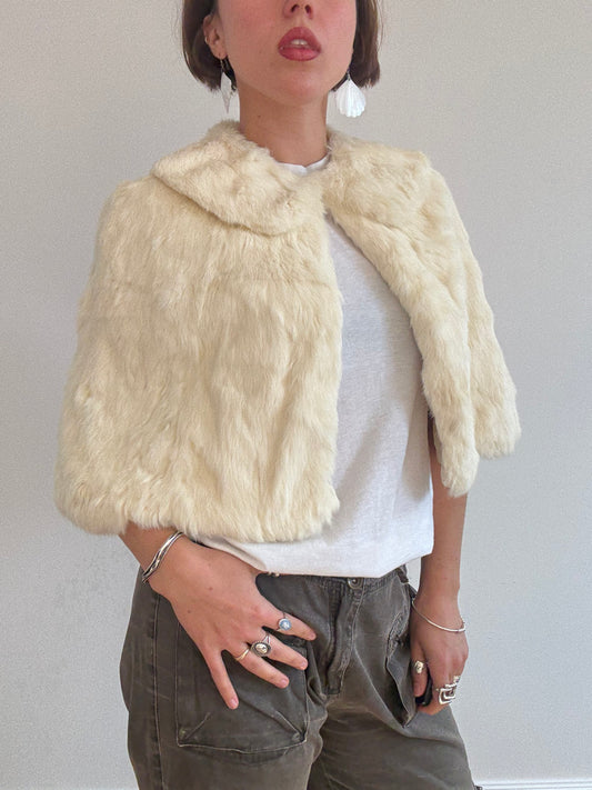 Cream rabbit fur shawl