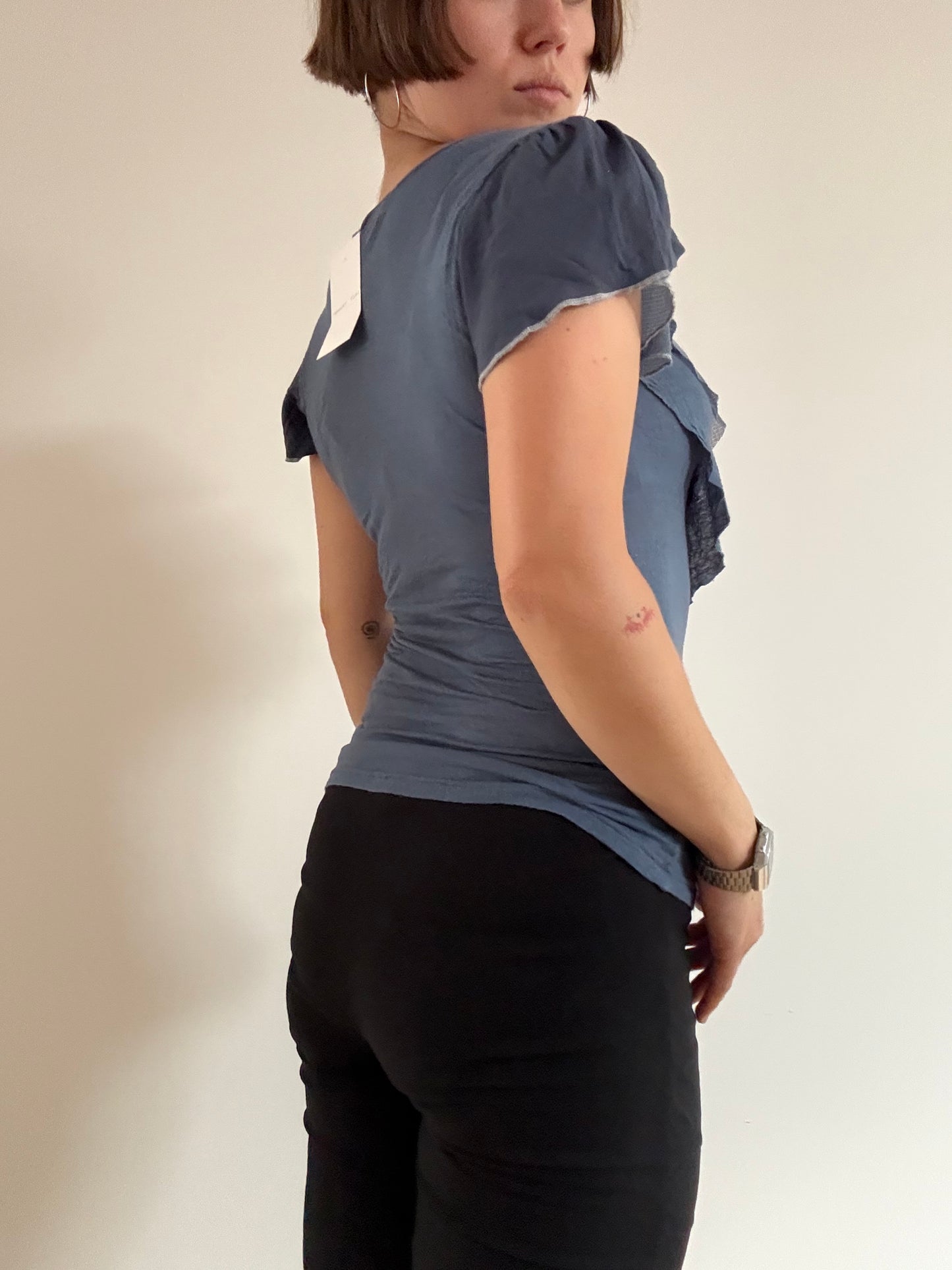 Blue ruffle top
