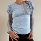 Baby blue striped long sleeve top