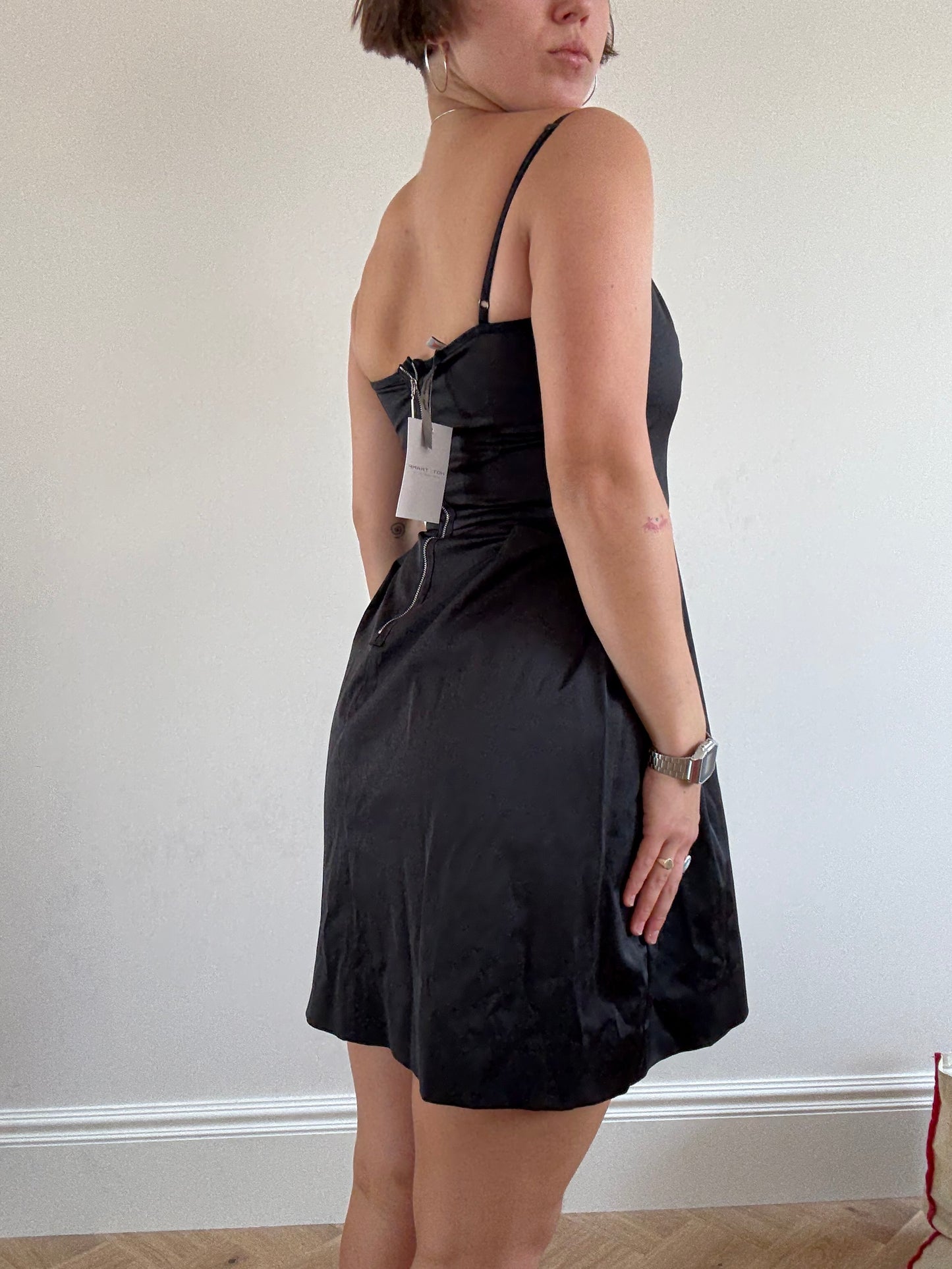 Black satin Cop Copine mini dress