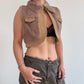Cropped rabbit fur vest