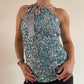 Teal and grey sequin top