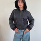 Black cinch waist bomber jacket