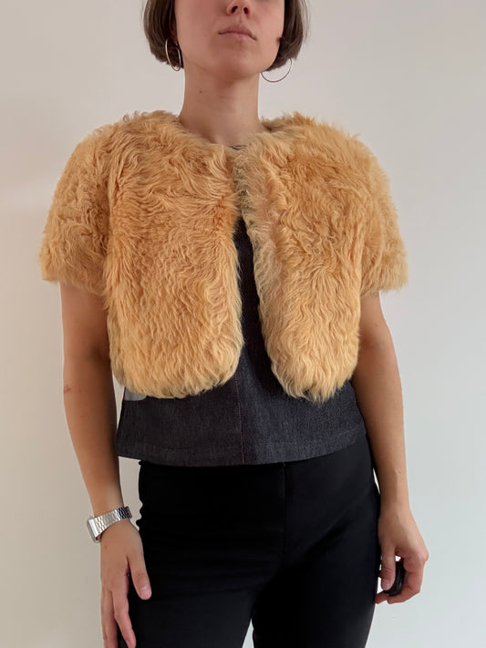 Cream shearling bolero