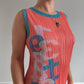 Issey Miyake Pleats Please coral and blue dress