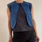 Blue perforated suede bolero