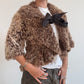 Brown shearling bow tie cardigan