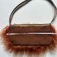 Orange mongolian fur shoulder bag