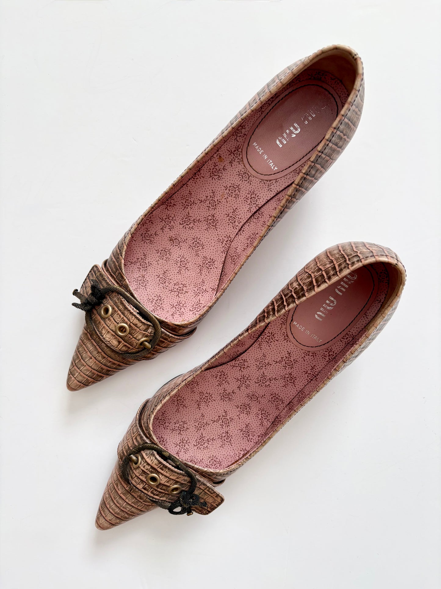 Miu Miu leather buckle kitten heels