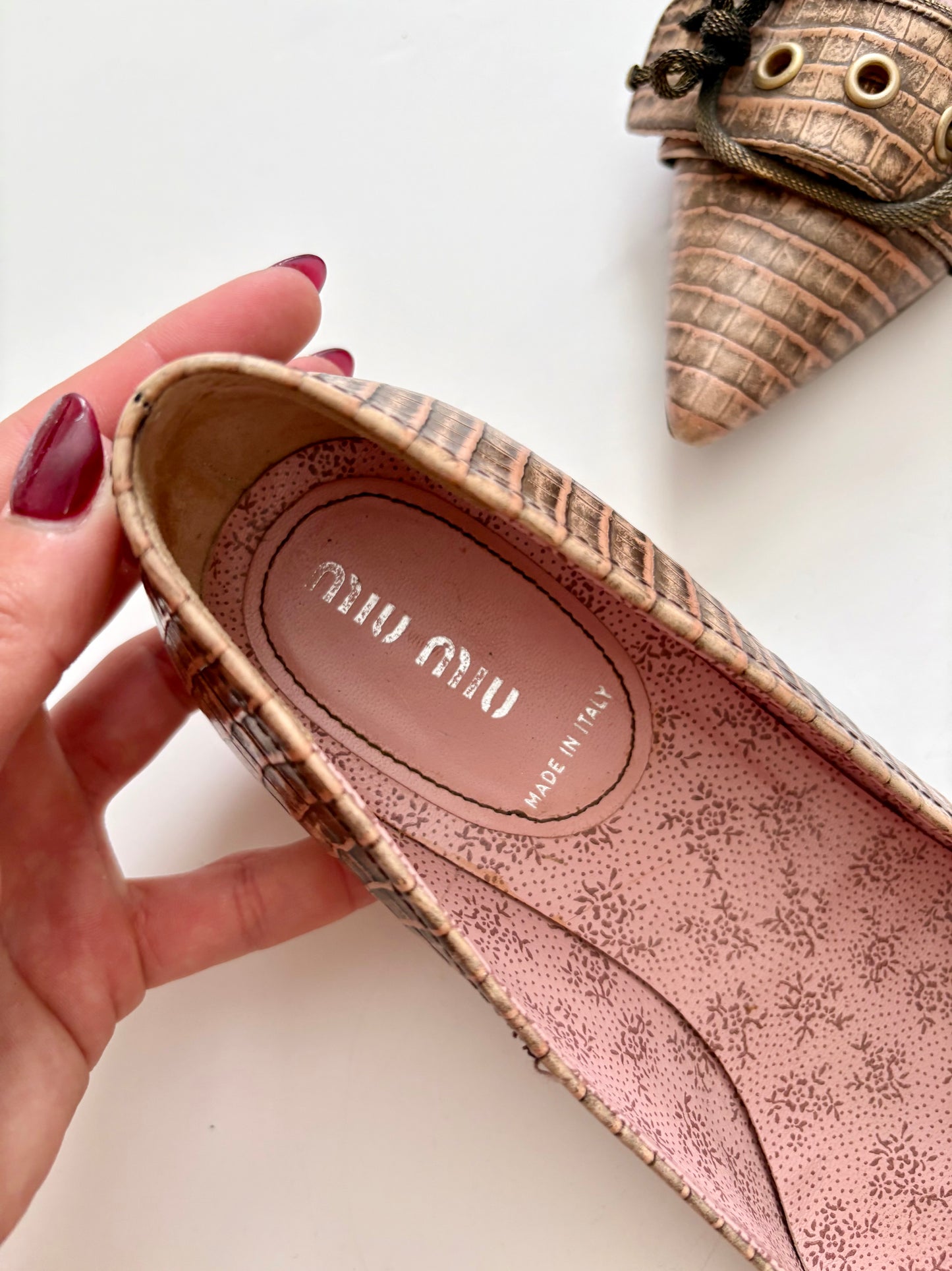 Miu Miu leather buckle kitten heels