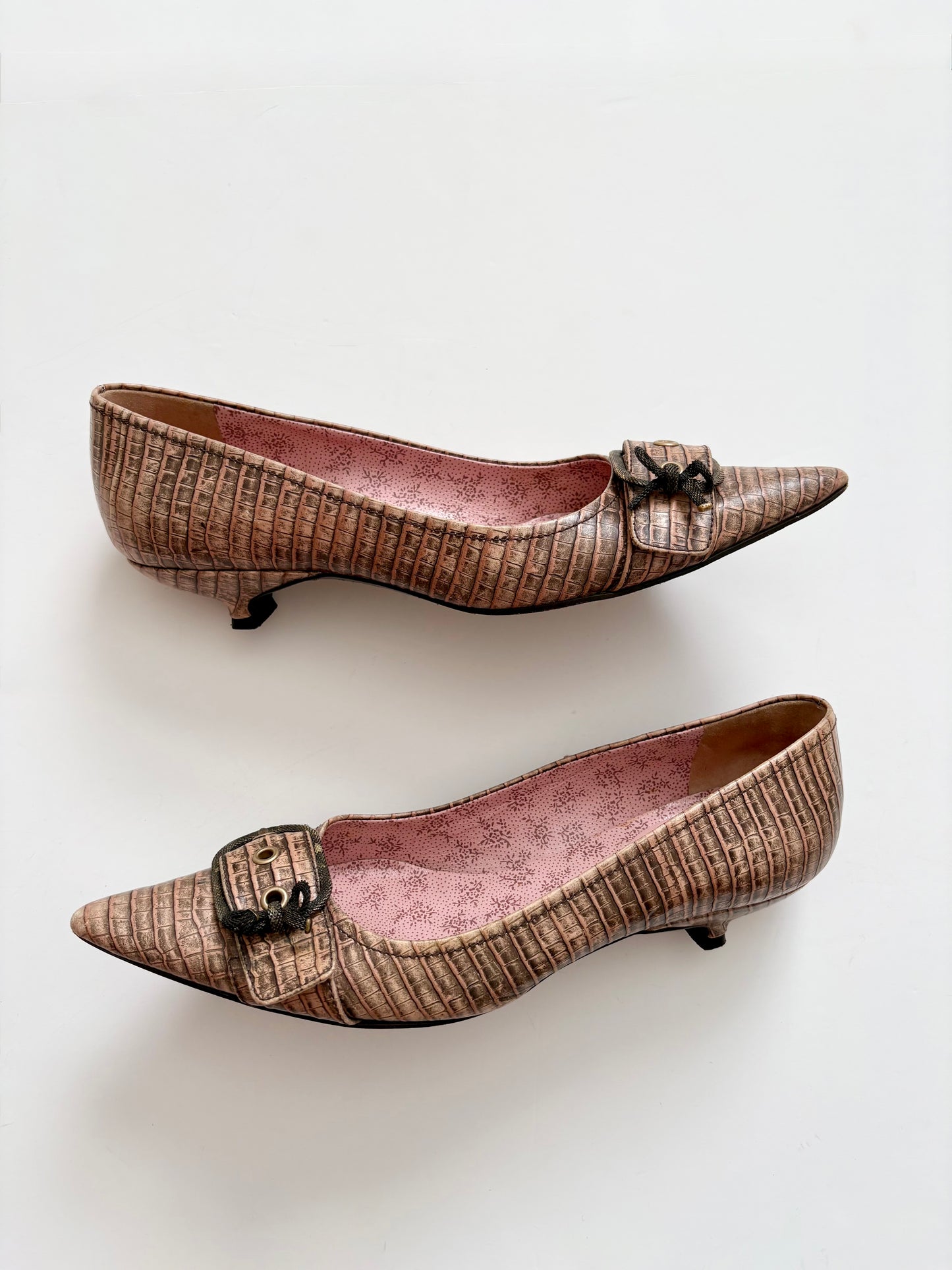Miu Miu leather buckle kitten heels