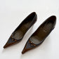 Prada gold and grey kitten heels