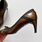 Prada gold and grey kitten heels