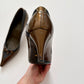 Prada gold and grey kitten heels