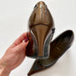 Prada gold and grey kitten heels
