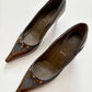 Prada gold and grey kitten heels