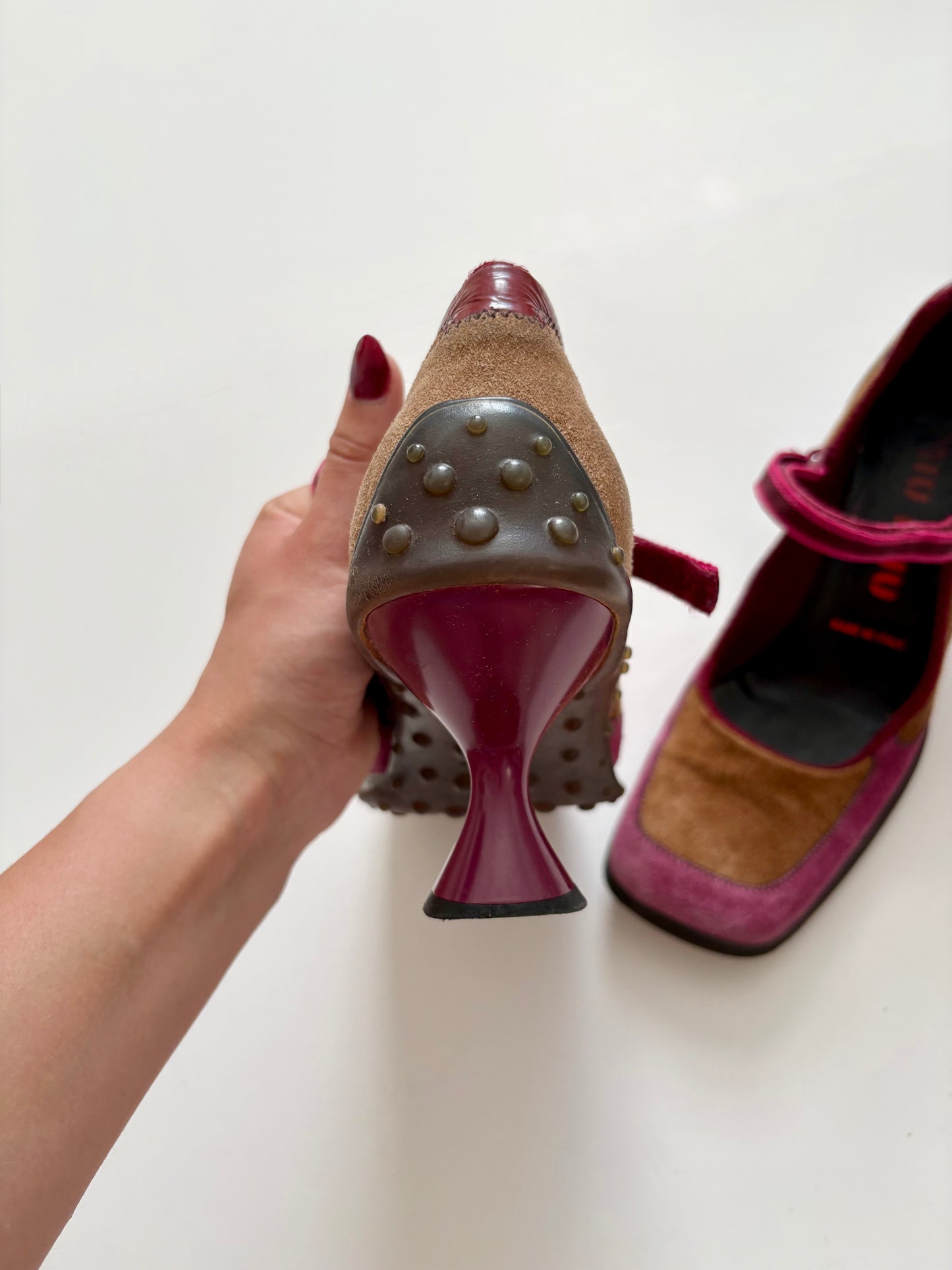 Miu Miu FW1999 suede bubble sole heels