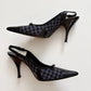 Prada houndstooth tweed slingback heels