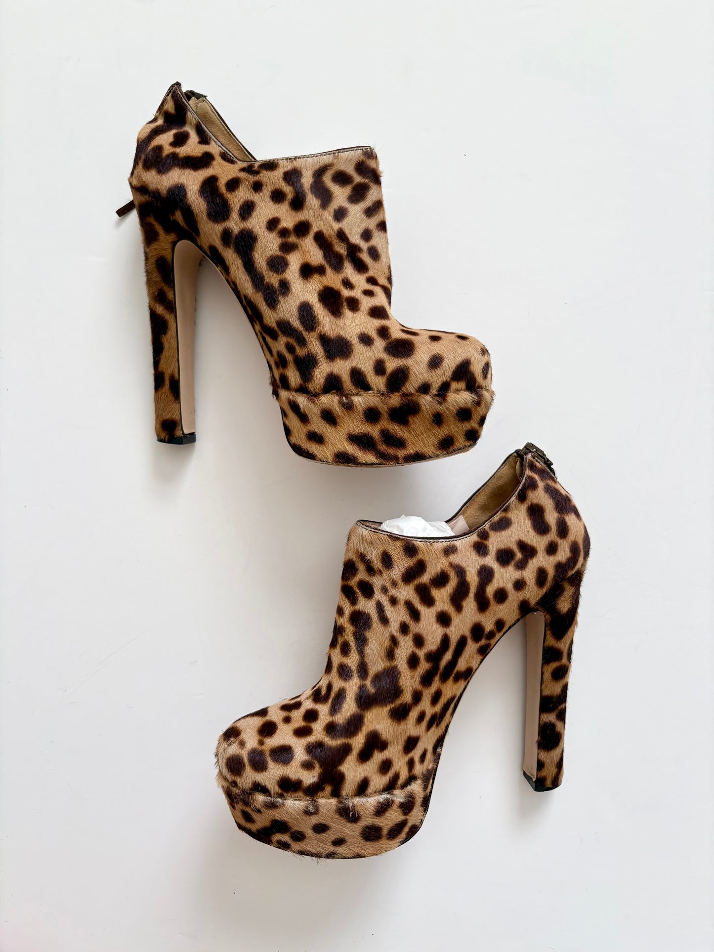 Miu Miu pony hair leopard heels