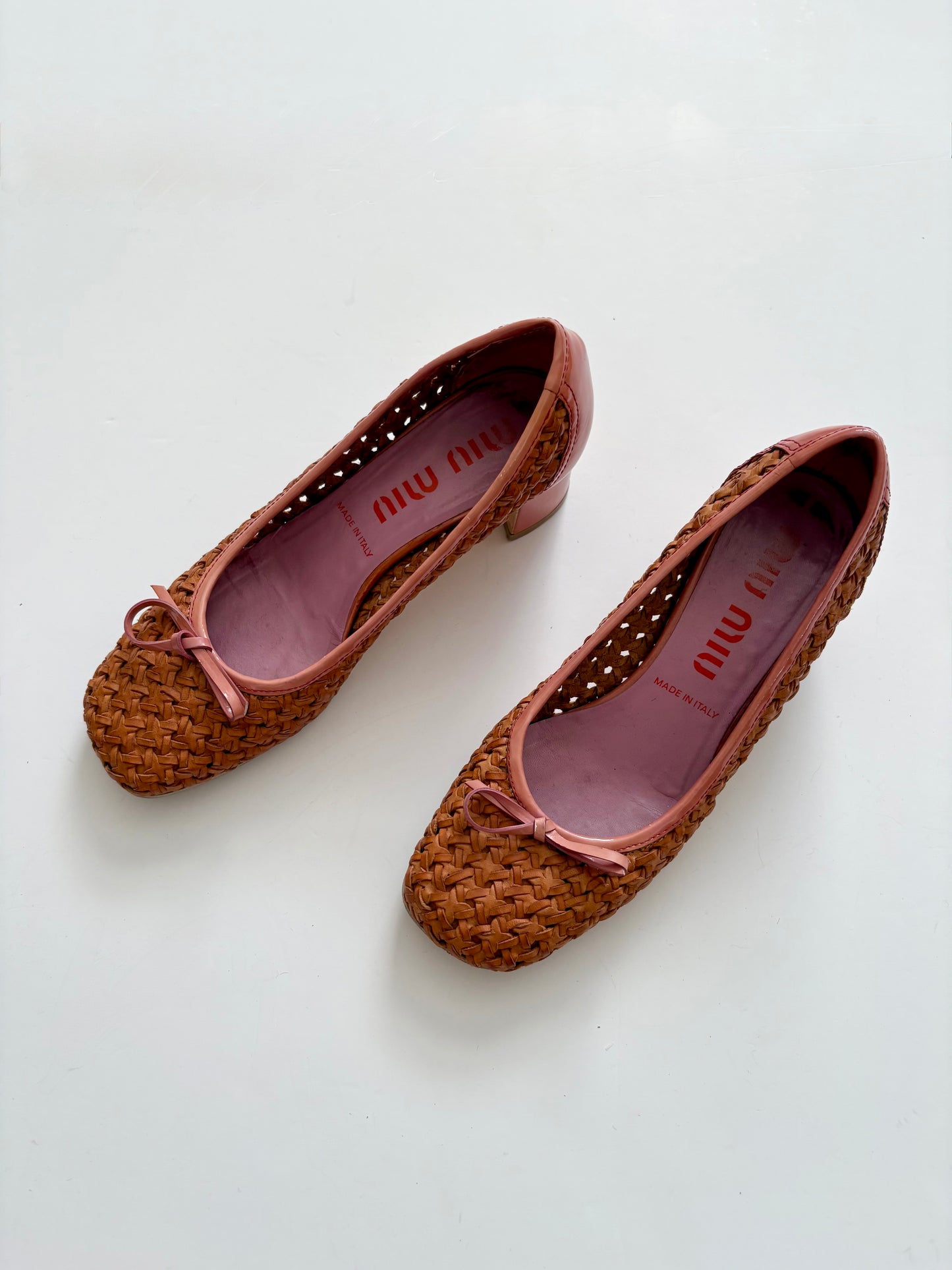 Vintage Miu Miu wicker block heels
