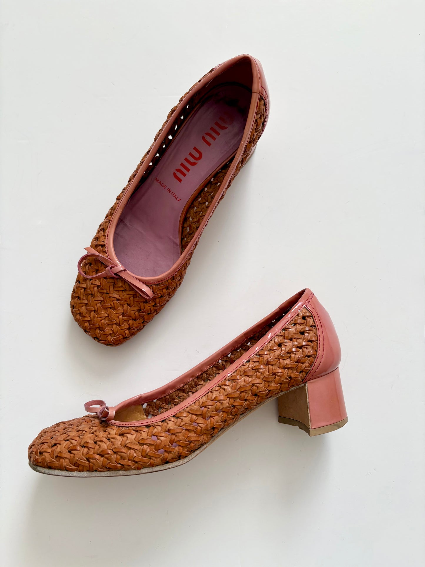 Vintage Miu Miu wicker block heels