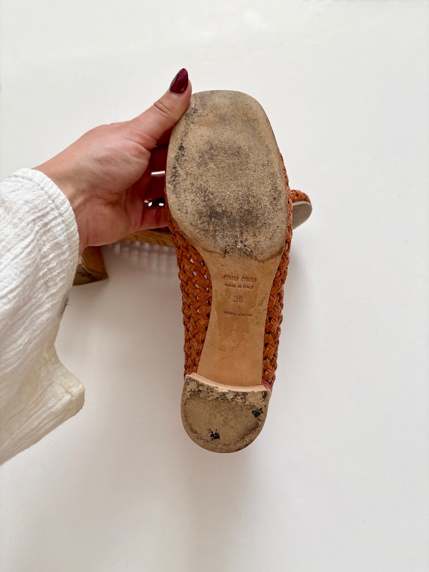 Vintage Miu Miu wicker block heels