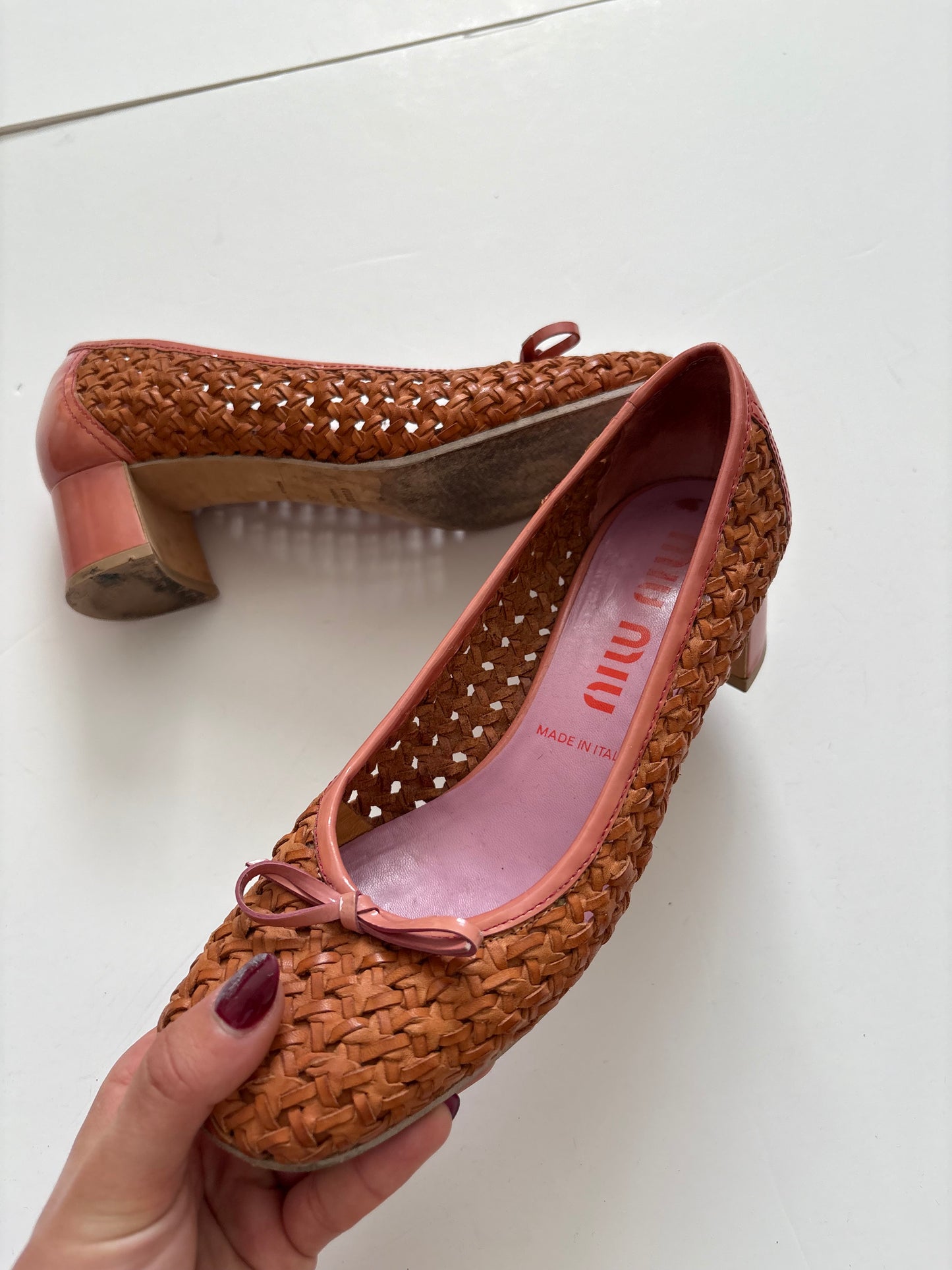 Vintage Miu Miu wicker block heels